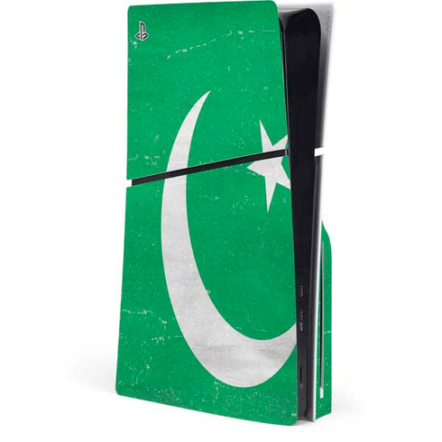 Pakistan Flag Distressed PS5 Slim Disk Console Skin
